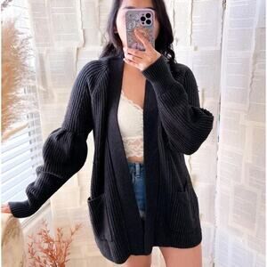 anthro knitted & knotted posie charcoal knitted cardigan sweater small